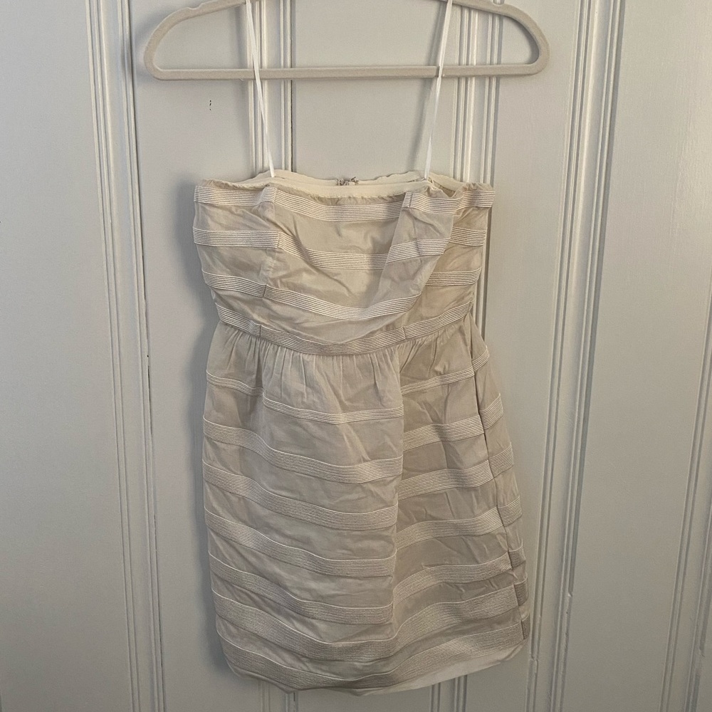 J.Crew womens dress 2 ivory white strapless textured stripe sundress event party